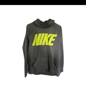 NIKE Therma-FIT Pullover Hoodie Men's Size L Gray Neon Yellow Jumper EUC